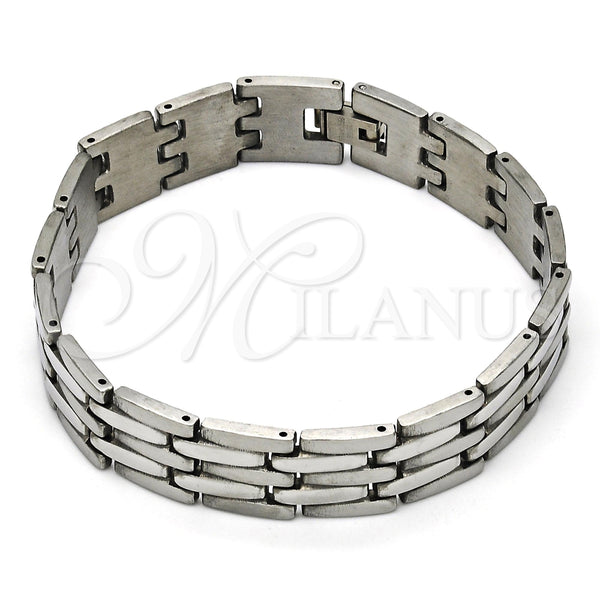 Pulsera Solida 03.114.0218.08 Acero Inoxidable, Pulido, Tono Plateado (14 MM Thickness, 8 Inches Length)