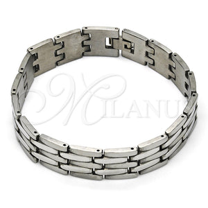 Pulsera Solida 03.114.0218.08 Acero Inoxidable, Pulido, Tono Plateado (14 MM Thickness, 8 Inches Length)