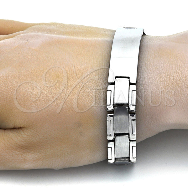 Pulsera Solida 03.114.0219.09 Acero Inoxidable, Pulido, Tono Plateado (14 MM Thickness, 9 Inches Length)