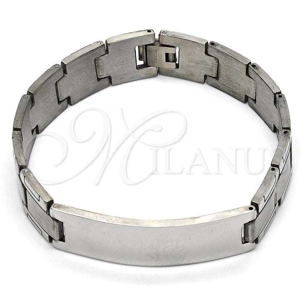 Pulsera Solida 03.114.0219.09 Acero Inoxidable, Pulido, Tono Plateado (14 MM Thickness, 9 Inches Length)