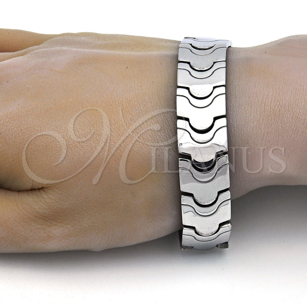 Pulsera Solida 03.114.0221.09 Acero Inoxidable, Pulido, Tono Plateado (16 MM Thickness, 9 Inches Length)