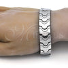 Pulsera Solida 03.114.0221.09 Acero Inoxidable, Pulido, Tono Plateado (16 MM Thickness, 9 Inches Length)