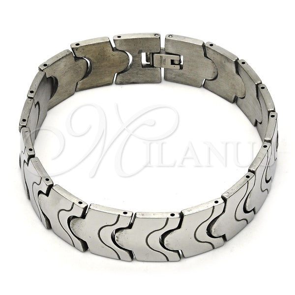 Pulsera Solida 03.114.0221.09 Acero Inoxidable, Pulido, Tono Plateado (16 MM Thickness, 9 Inches Length)