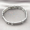 Pulsera Solida 03.114.0226.09 Acero Inoxidable, Diseño de Cruz y Besos y Abrazos, Pulido, Tono Plateado (12 MM Thickness, 9 Inches Length)