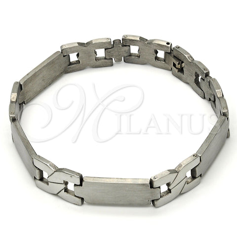 Pulsera Solida 03.114.0226.09 Acero Inoxidable, Diseño de Cruz y Besos y Abrazos, Pulido, Tono Plateado (12 MM Thickness, 9 Inches Length)