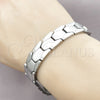 Pulsera Solida 03.114.0227.09 Acero Inoxidable, Pulido, Tono Plateado (14 MM Thickness, 9 Inches Length)
