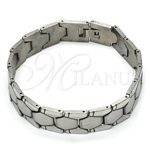 Pulsera Solida 03.114.0227.09 Acero Inoxidable, Pulido, Tono Plateado (14 MM Thickness, 9 Inches Length)