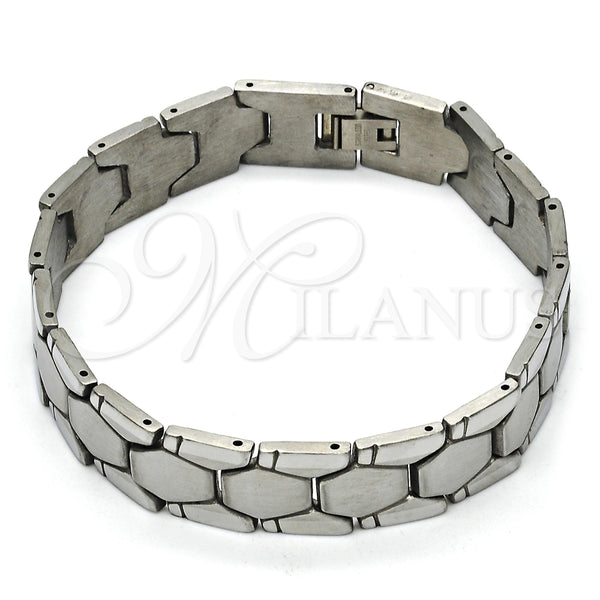Pulsera Solida 03.114.0227.09 Acero Inoxidable, Pulido, Tono Plateado (14 MM Thickness, 9 Inches Length)