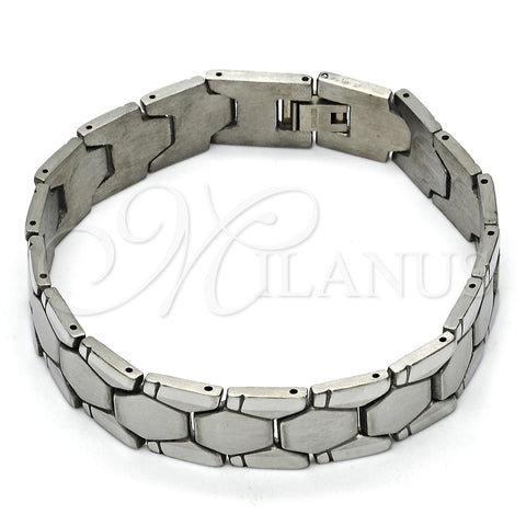 Pulsera Solida 03.114.0227.09 Acero Inoxidable, Pulido, Tono Plateado (14 MM Thickness, 9 Inches Length)
