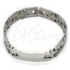 Pulsera Solida 03.114.0229.09 Acero Inoxidable, Diseño de Cruz, Pulido, Tono Plateado (12 MM Thickness, 9 Inches Length)