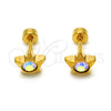 Arete Dormilona 02.271.0016.1 Acero Inoxidable, Diseño de Estrella, con Cristal Aurore Boreale, Pulido, Tono Dorado