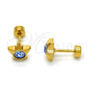 Arete Dormilona 02.271.0016.2 Acero Inoxidable, Diseño de Estrella, con Topacio Azul Cristal, Pulido, Tono Dorado