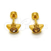 Arete Dormilona 02.271.0016.4 Acero Inoxidable, Diseño de Estrella, con Turmalina Cristal, Pulido, Tono Dorado