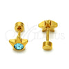 Arete Dormilona 02.271.0016.10 Acero Inoxidable, Diseño de Estrella, con Aqua Azul Cristal, Pulido, Tono Dorado