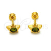 Arete Dormilona 02.271.0016.11 Acero Inoxidable, Diseño de Estrella, con Peridoto Oscuro Cristal, Pulido, Tono Dorado