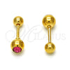 Arete Dormilona 02.271.0017.1 Acero Inoxidable, con Rosado Cristal, Pulido, Tono Dorado