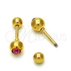 Arete Dormilona 02.271.0017.1 Acero Inoxidable, con Rosado Cristal, Pulido, Tono Dorado