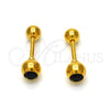 Arete Dormilona 02.271.0017.2 Acero Inoxidable, con Negro Cristal, Pulido, Tono Dorado