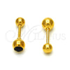 Arete Dormilona 02.271.0017.2 Acero Inoxidable, con Negro Cristal, Pulido, Tono Dorado