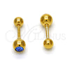 Arete Dormilona 02.271.0017.3 Acero Inoxidable, con Topacio Azul Cristal, Pulido, Tono Dorado