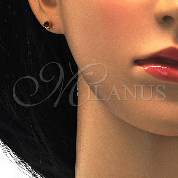 Arete Dormilona 02.271.0017.9 Acero Inoxidable, con Onix Negro Cristal, Pulido, Tono Dorado