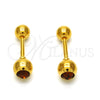 Arete Dormilona 02.271.0017.9 Acero Inoxidable, con Cristal Onix Negro, Pulido, Tono Dorado
