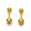 Arete Dormilona 02.271.0017.11 Acero Inoxidable, con Rosa Cristal, Pulido, Tono Dorado