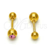 Arete Dormilona 02.271.0017.11 Acero Inoxidable, con Rosa Cristal, Pulido, Tono Dorado