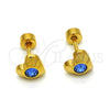 Arete Dormilona 02.271.0004.4 Acero Inoxidable, Diseño de Corazón, con Topacio Azul Cristal, Pulido, Tono Dorado