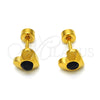 Arete Dormilona 02.271.0004.5 Acero Inoxidable, Diseño de Corazón, con Negro Cristal, Pulido, Tono Dorado