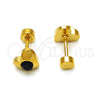 Arete Dormilona 02.271.0004.5 Acero Inoxidable, Diseño de Corazón, con Negro Cristal, Pulido, Tono Dorado