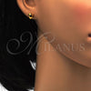 Arete Dormilona 02.271.0004.7 Acero Inoxidable, Diseño de Corazón, con Onix Negro Cristal, Pulido, Tono Dorado