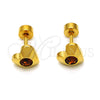 Arete Dormilona 02.271.0004.7 Acero Inoxidable, Diseño de Corazón, con Onix Negro Cristal, Pulido, Tono Dorado