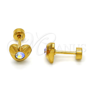 Arete Dormilona 02.271.0004.10 Acero Inoxidable, Diseño de Corazón, con Aurore Boreale Cristal, Pulido, Tono Dorado