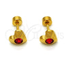 Arete Dormilona 02.271.0004.11 Acero Inoxidable, Diseño de Corazón, con Granate Cristal, Pulido, Tono Dorado