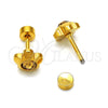 Arete Dormilona 02.271.0019 Acero Inoxidable, Diseño de Flor, con Cristal Turmalina, Pulido, Tono Dorado