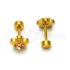Arete Dormilona 02.271.0019.2 Acero Inoxidable, Diseño de Flor, con Cristal Chanpan Oscuro, Pulido, Tono Dorado