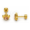 Arete Dormilona 02.271.0019.2 Acero Inoxidable, Diseño de Flor, con Cristal Chanpan Oscuro, Pulido, Tono Dorado