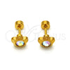 Arete Dormilona 02.271.0019.3 Acero Inoxidable, Diseño de Flor, con Cristal Aurore Boreale, Pulido, Tono Dorado