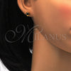 Arete Dormilona 02.271.0019.4 Acero Inoxidable, Diseño de Flor, con Negro Cristal, Pulido, Tono Dorado