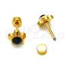 Arete Dormilona 02.271.0019.4 Acero Inoxidable, Diseño de Flor, con Negro Cristal, Pulido, Tono Dorado