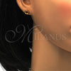 Arete Dormilona 02.271.0019.5 Acero Inoxidable, Diseño de Flor, con Onix Negro Cristal, Pulido, Tono Dorado