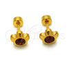 Arete Dormilona 02.271.0019.5 Acero Inoxidable, Diseño de Flor, con Onix Negro Cristal, Pulido, Tono Dorado