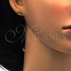 Arete Dormilona 02.271.0019.6 Acero Inoxidable, Diseño de Flor, con Peridoto Oscuro Cristal, Pulido, Tono Dorado