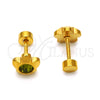 Arete Dormilona 02.271.0019.6 Acero Inoxidable, Diseño de Flor, con Peridoto Oscuro Cristal, Pulido, Tono Dorado