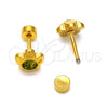 Arete Dormilona 02.271.0019.6 Acero Inoxidable, Diseño de Flor, con Peridoto Oscuro Cristal, Pulido, Tono Dorado