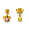 Arete Dormilona 02.271.0019.8 Acero Inoxidable, Diseño de Flor, con Rosa Cristal, Pulido, Tono Dorado
