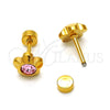 Arete Dormilona 02.271.0019.8 Acero Inoxidable, Diseño de Flor, con Rosa Cristal, Pulido, Tono Dorado
