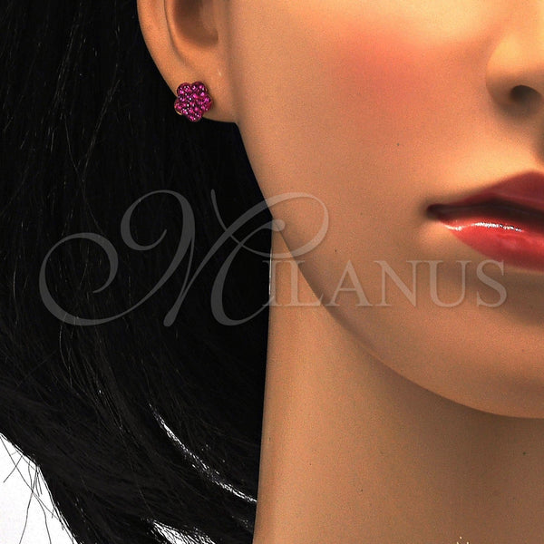 Arete Dormilona 02.271.0020 Acero Inoxidable, Diseño de Flor, con Rubi Cristal, Pulido, Tono Dorado