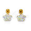Arete Dormilona 02.271.0020.1 Acero Inoxidable, Diseño de Flor, con Aurore Boreale Cristal, Pulido, Tono Dorado